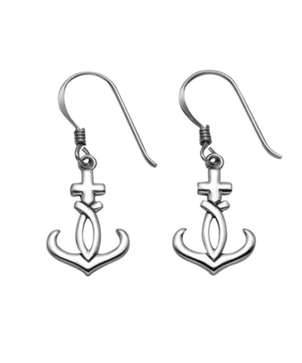 Sterling Silver Cross Anchor Earrings