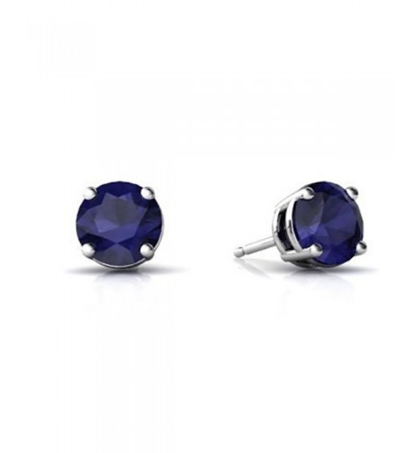 Earring Simulated Blue Sapphire Sterling