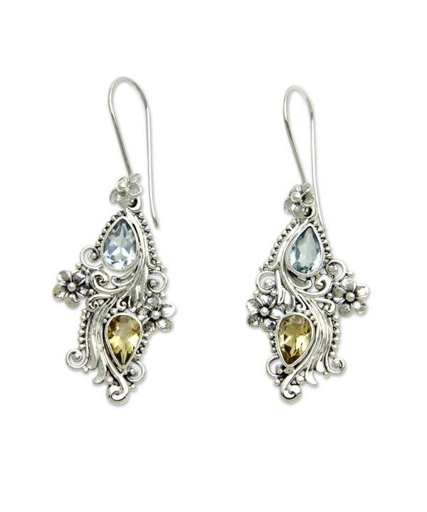 NOVICA Multi Gem Sterling Earrings Plumeria