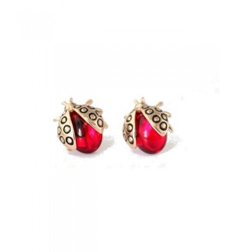 Ladybugs Earrings Zirconia Crystals Plated