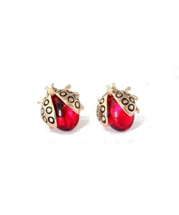 Ladybugs Earrings Zirconia Crystals Plated