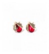 Ladybugs Earrings Zirconia Crystals Plated