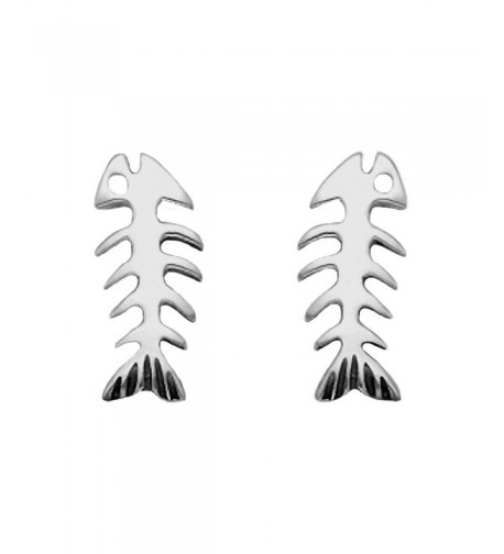 Sterling Silver Skeletal Fish Earrings