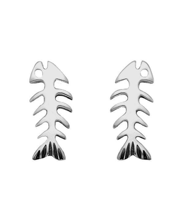 Sterling Silver Skeletal Fish Earrings