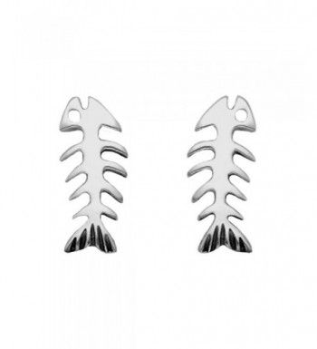 Sterling Silver Skeletal Fish Earrings