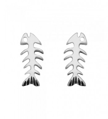 Sterling Silver Skeletal Fish Earrings