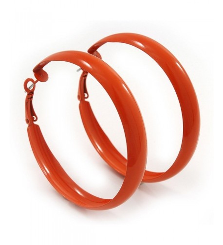 Medium Orange Enamel Hoop Earrings