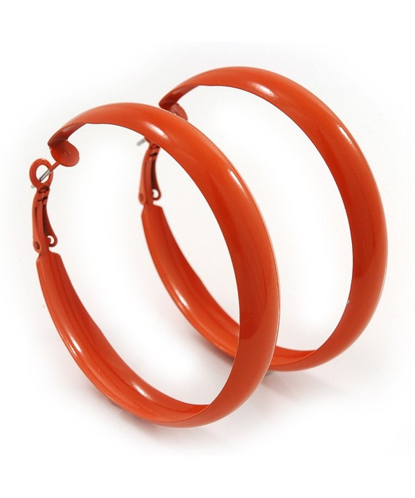 Medium Orange Enamel Hoop Earrings