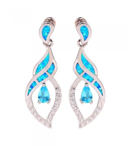 CiNily Created Aquamarine Rhodium Earrings