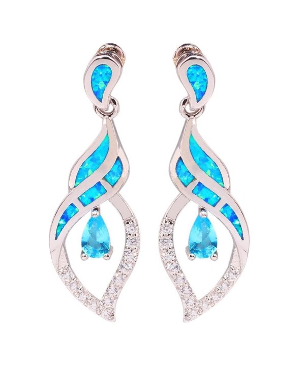 CiNily Created Aquamarine Rhodium Earrings