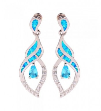 CiNily Created Aquamarine Rhodium Earrings