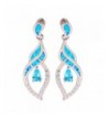 CiNily Created Aquamarine Rhodium Earrings