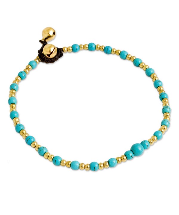 NOVICA Calcite Beaded Anklet Cheerful