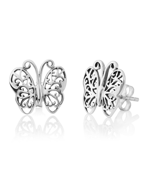 Sterling Silver Filigree Butterfly Earrings