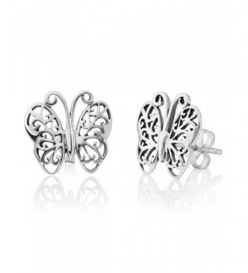 Sterling Silver Filigree Butterfly Earrings