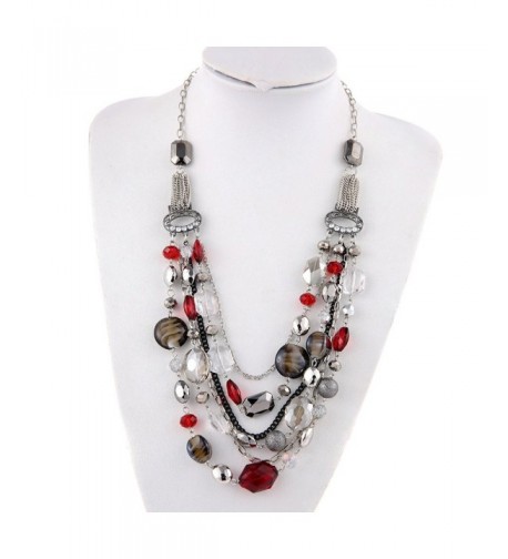 Crystal Colored Statement Necklace NK 10061 red