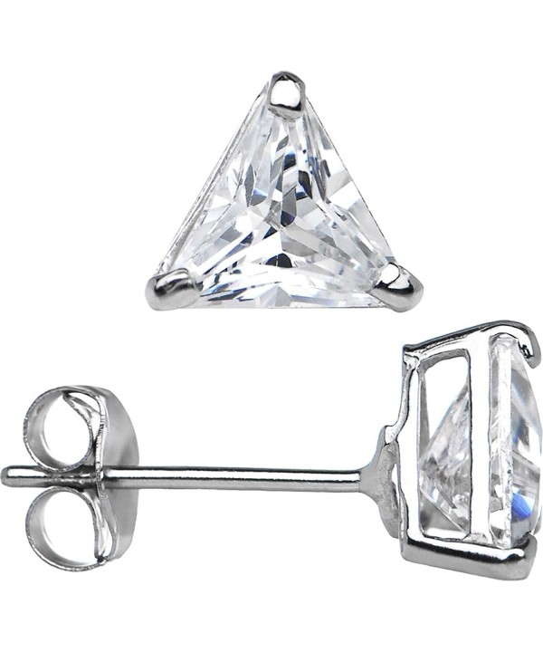 White Triangle Cubic Zirconia Earrings