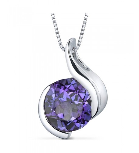 Simulated Alexandrite Pendant Necklace Sterling