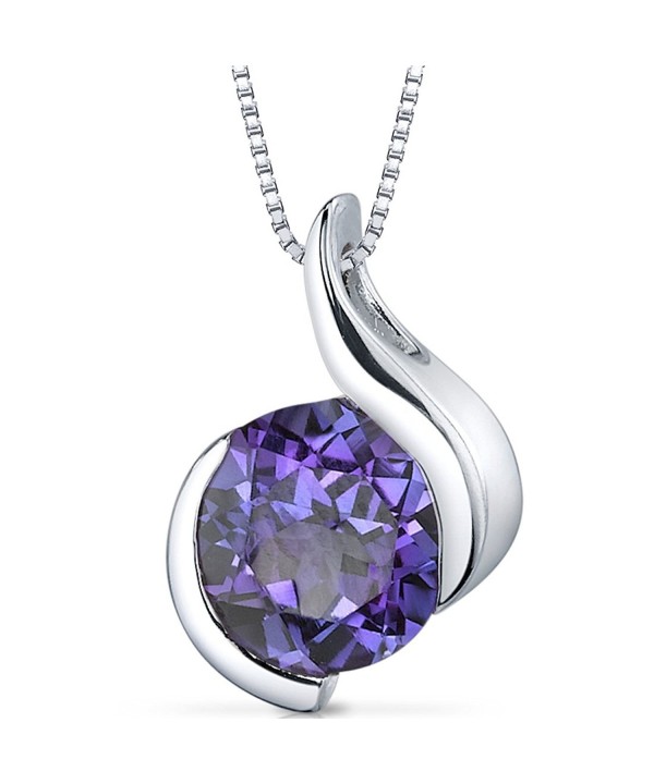 Simulated Alexandrite Pendant Necklace Sterling