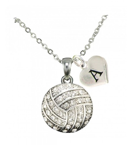 Custom Crystal Volleyball Necklace Initial