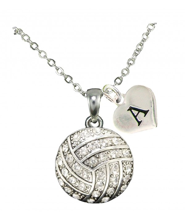 Custom Crystal Volleyball Necklace Initial