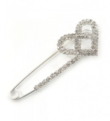 Rhodium Plated Crystal Safety Brooch