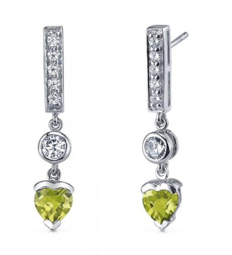 Peridot Earrings Sterling Silver Rhodium