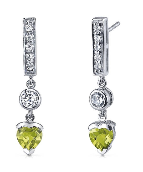 Peridot Earrings Sterling Silver Rhodium