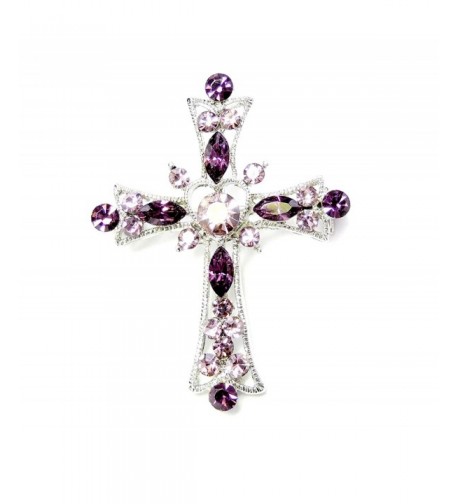 Faship Sparkling Purple Crystal Crucifix