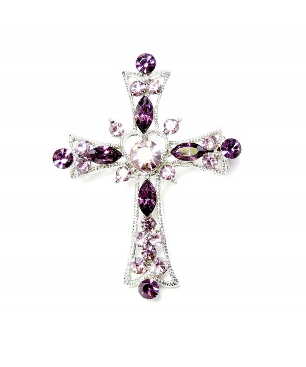 Faship Sparkling Purple Crystal Crucifix