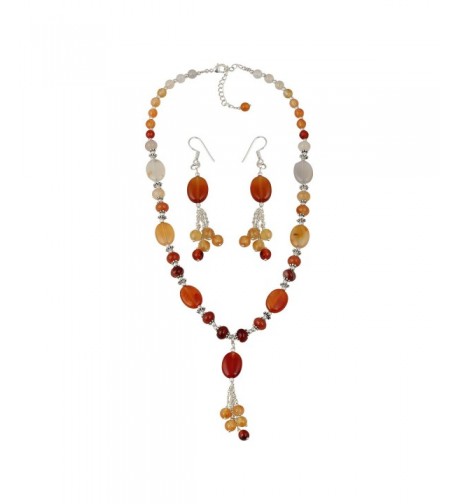 Carnelian Necklace Earrings Dangling Fashion