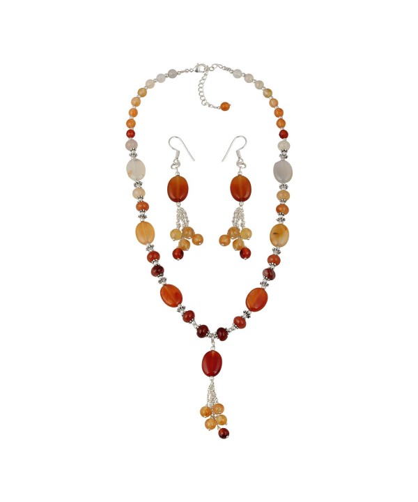 Carnelian Necklace Earrings Dangling Fashion