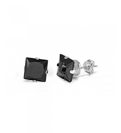 Sterling Silver Square Zirconia Earrings