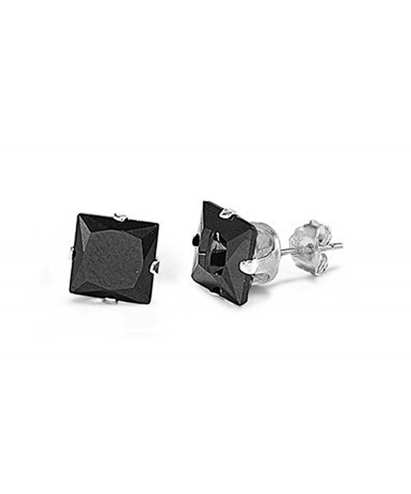 Sterling Silver Square Zirconia Earrings