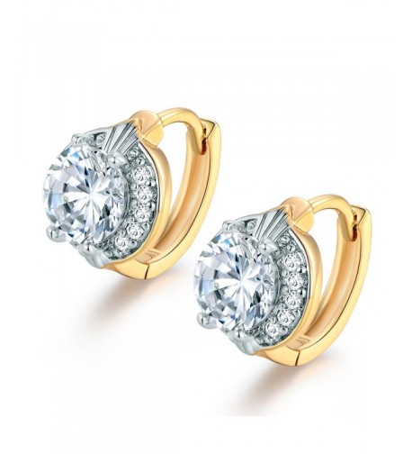 MASOP Solitaire Hinged Earrings Two Tone