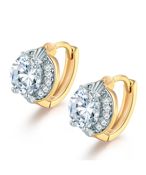 MASOP Solitaire Hinged Earrings Two Tone