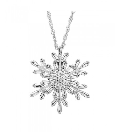 Snowflake Pendant Necklace Zirconia Sterling