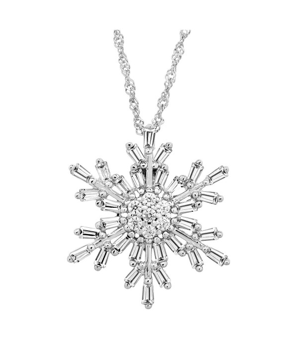 Snowflake Pendant Necklace Zirconia Sterling