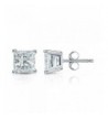 Sterling Simulated Princess Diamond Earrings