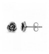 Sterling Silver Rose Flower Earrings