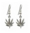 Marijuana Dangle Earrings Antique Silver