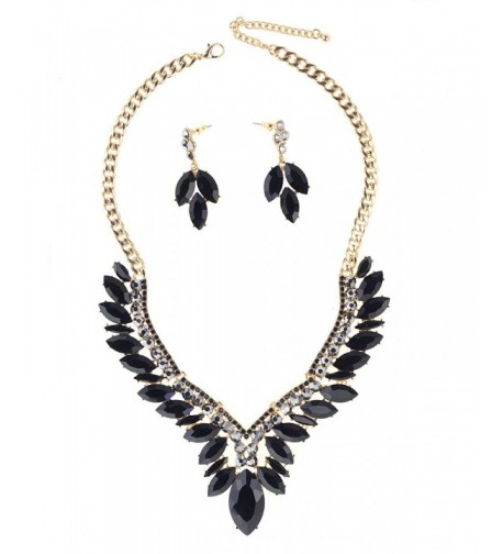 Pattern Marquise Dangling Necklace Gold Tone