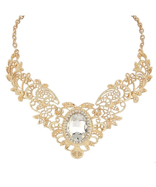 BriLove Vintaged Inspired Statement Gold Tone