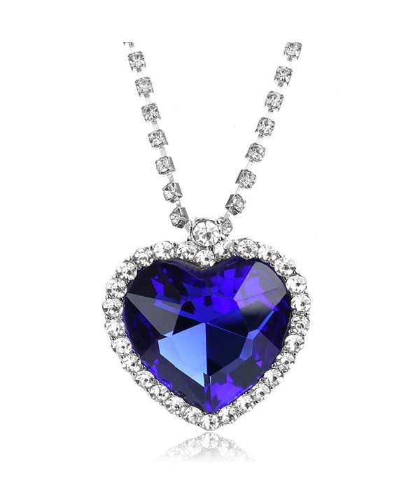 Ocean Heart Pendant Necklace Crystal Ocean Heart Pendant Necklace Crystal