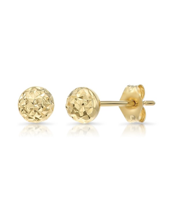 Yellow Gold Diamond cut Ball Earrings