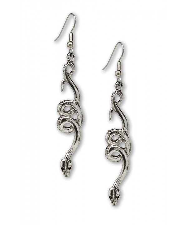 Coiled Snakes Serpents Silver Earrings