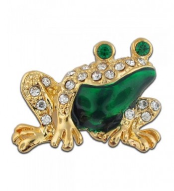 PinMarts Green Enamel Rhinestone Brooch