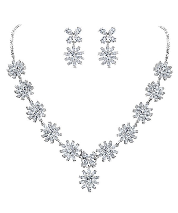 EleQueen Silver tone Zirconia Teardrop Snowflake