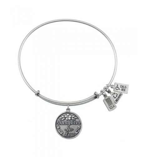 Daughter Charm Bangle Silvertone Finish