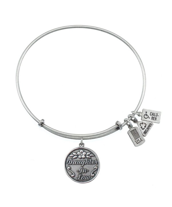 Daughter Charm Bangle Silvertone Finish